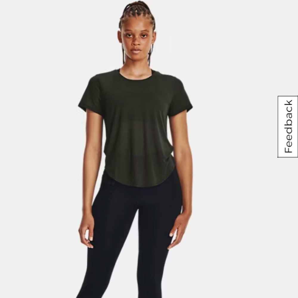 Under Armour Women's Dark Green Short Sleeve Sheer Tee size small